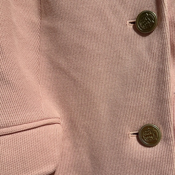 Talbots Plus Size Pink Cotton Blazer Jacket with Gold Buttons Size 18W - Picture 3 of 9